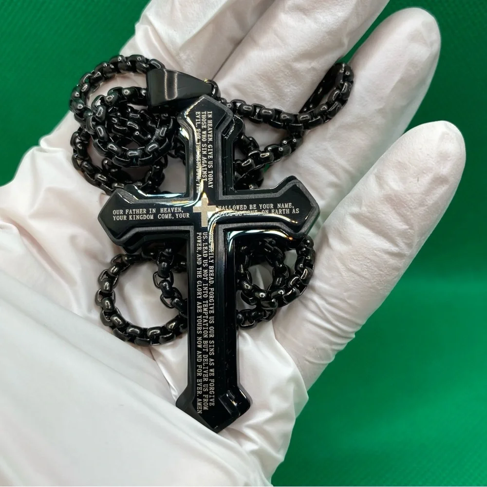 Black Cross Pendant Necklace